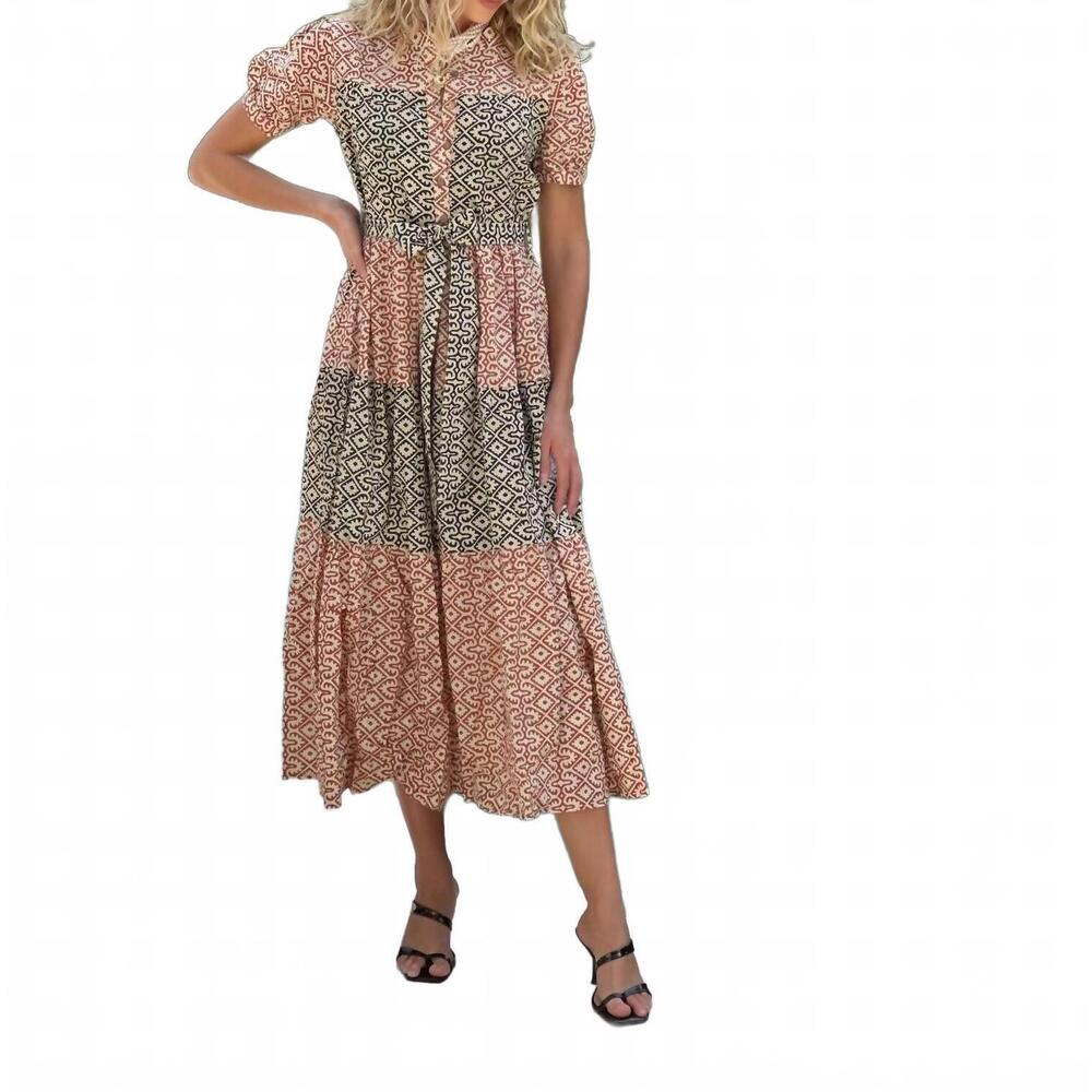 NEW JUST DARVINY ibiza midi dress in chocolate & cherry